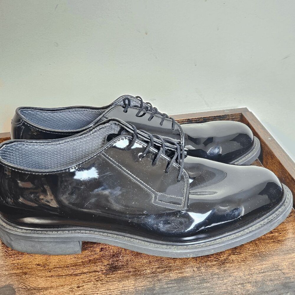 Bates High Gloss Duty Oxford Dress Shoes Vibram Sole Men’s Black Size 11